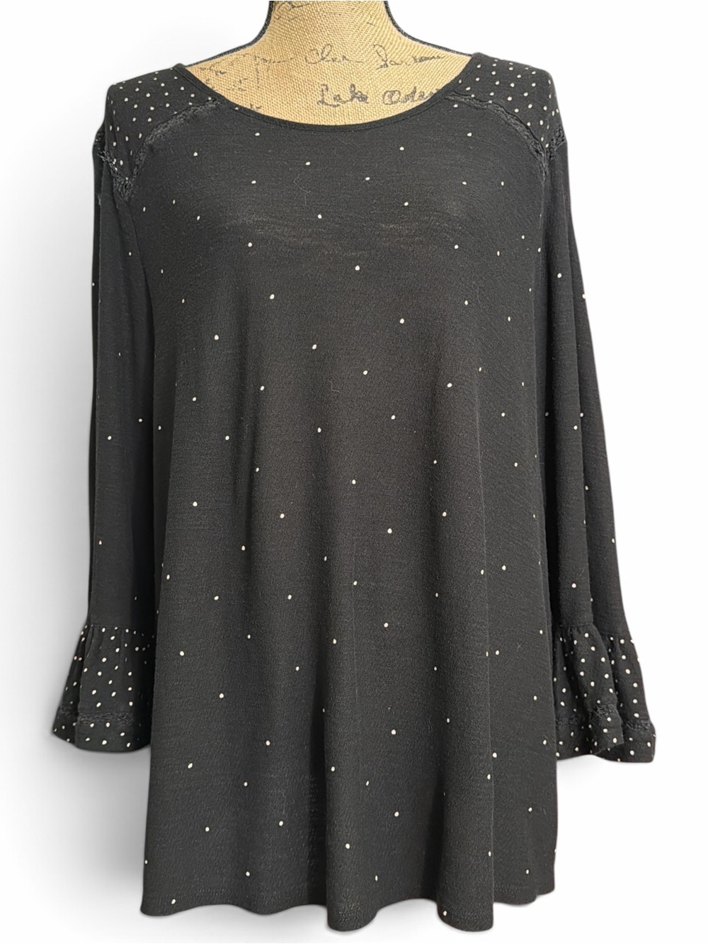 Lucky Brand Black Polka Dot Long-Sleeve Women’s Top. EC. Size 2X